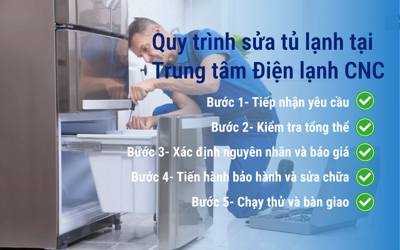 Sửa tủ lạnh General Electric tại Hà Nội giá rẻ - Trung tâm Điện lạnh CNC 3 Quy trình sửa tủ lạnh General Electric tại Hà Nội