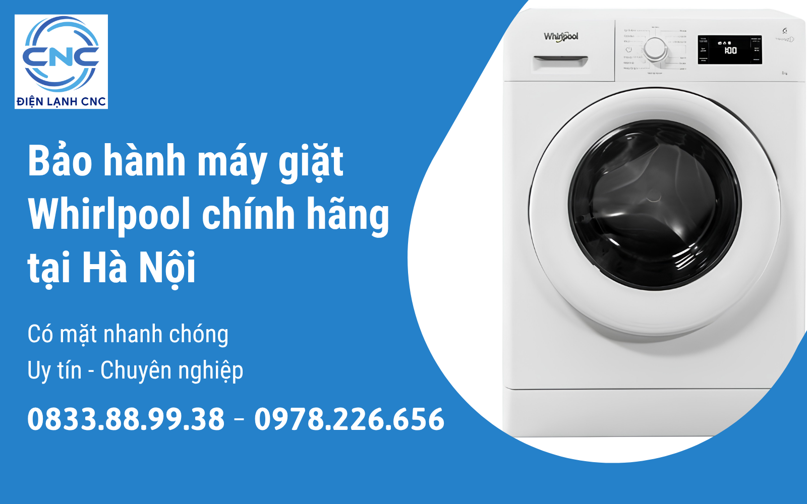Bảo hành máy giặt Whirlpool chính hãng tại Hà Nội - Trung tâm điện lạnh CNC
